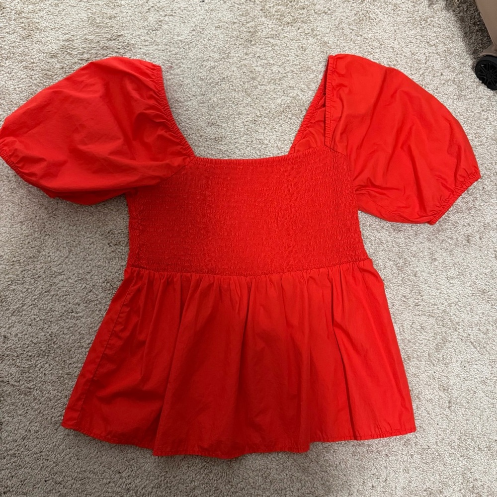 LOFT Red Ruched Skirt size M